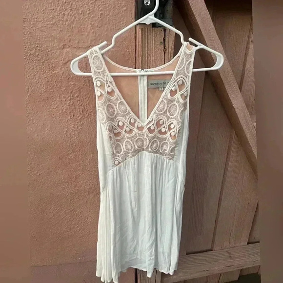 Blessed Are The Meek Boho Eyelet Nude And White Dress - Picture 1 of 4